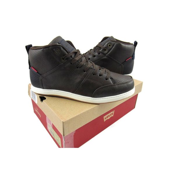 Levi's Gilles Millstone 2 Tone Brown/Navy Boys High Top Sneakers Size 6 M New - Picture 7 of 8